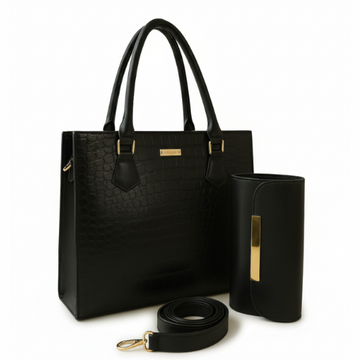 Croc 2Pc Handbag – Black