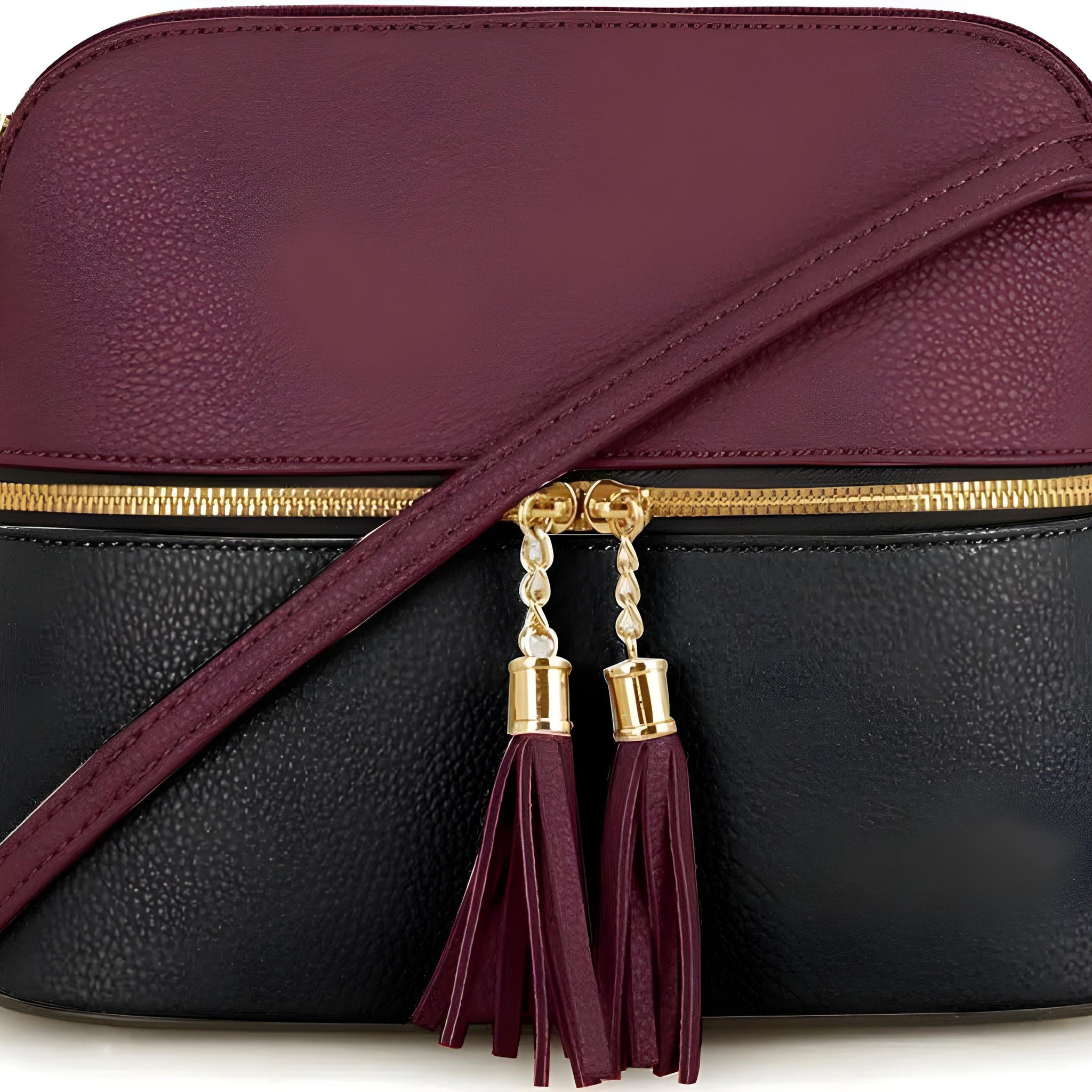 BZ MAROON -  BLACK CROSS BODY BAG